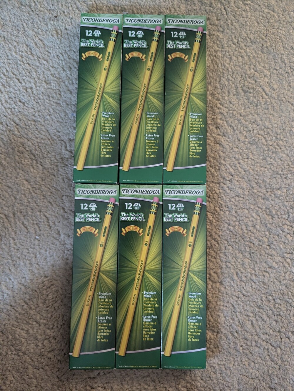 NIB Lot Of 6 Ticonderoga 12 Ct #2 HB Pencils